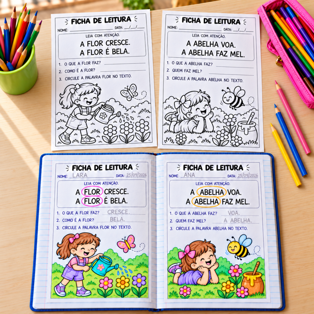 20 FICHAS DE LEITURA - PARA COLORIR
